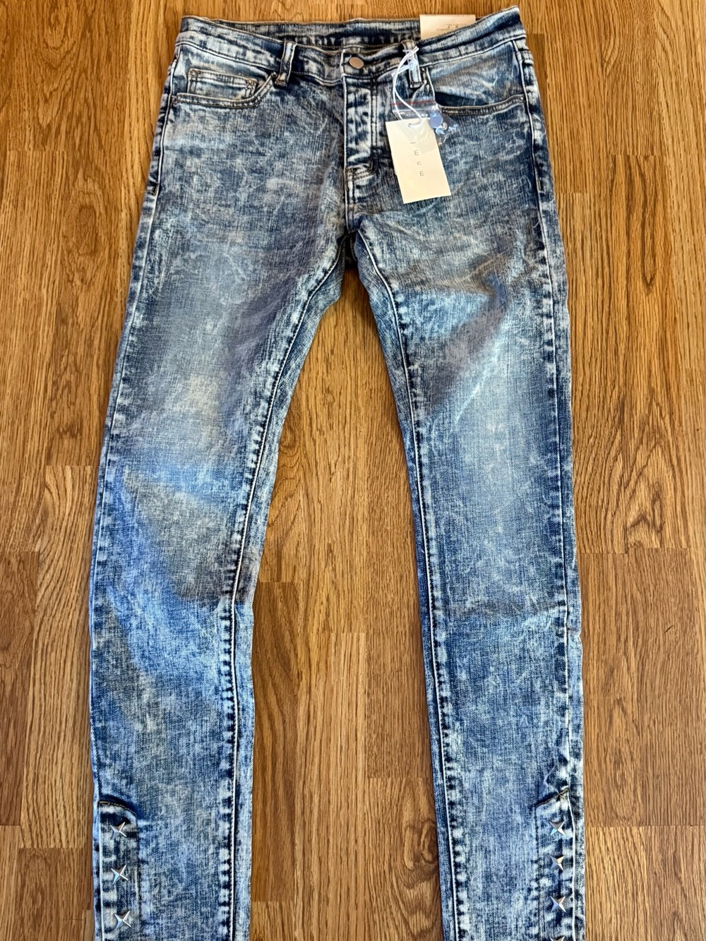 MNML Men's Skinny Acid Wash Jeans - Blue Gray